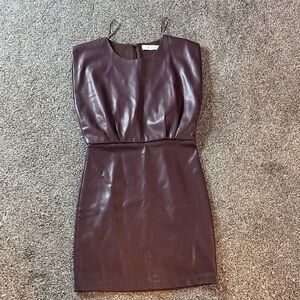 Bishop + Young Hayden Vegan Faux Leather Dress Chocolate Brown Size 4 Mini